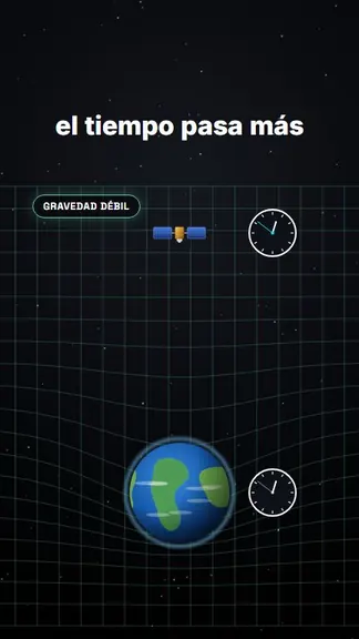 Malla del espacio-tiempo curvada por la gravedad de la Tierra con dos relojes